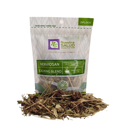 Nuestra Salud Herbal Sleeping Tea - 1.4oz - Nerviosan Calming Herb Blend with Valerian Root Lemon Balm and Small Burnet - Caffeine-Free Night Time Tea for Sleep and Relaxation (Pack of 2)