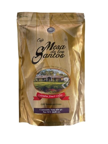 Café Mesa de los Santos – Premium Colombian Whole Bean Coffee Medium Roast 16 Ounce Bag – Organic Certified Hand Picked Shade grown single origin roasted at origin