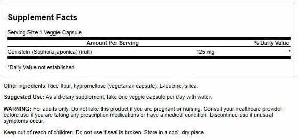 Swanson Soy-Free Genistein Plant-Based Supplement for Women Seeking Hormonal Balance Bone and Cardiovascular Support - 125 mg (60 Vegan Capsules 4 Pack)