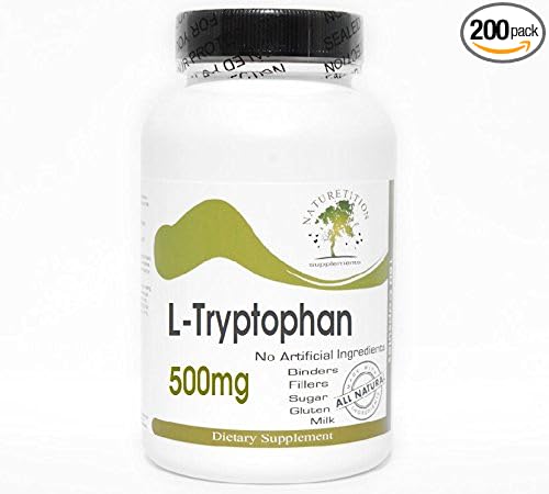 L-Tryptophan 500mg ~ 200 Capsules - No Additives ~ Naturetition Supplements