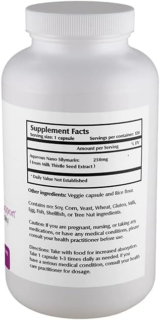 One Planet Nutrition Nano Particle Size Silymarin Capsules 250 mg (120 Count) - Nano Particle Size Milk Thistle Extract for Superior Absorption - Supports Detoxification - Non GMO Vegan Gluten Free