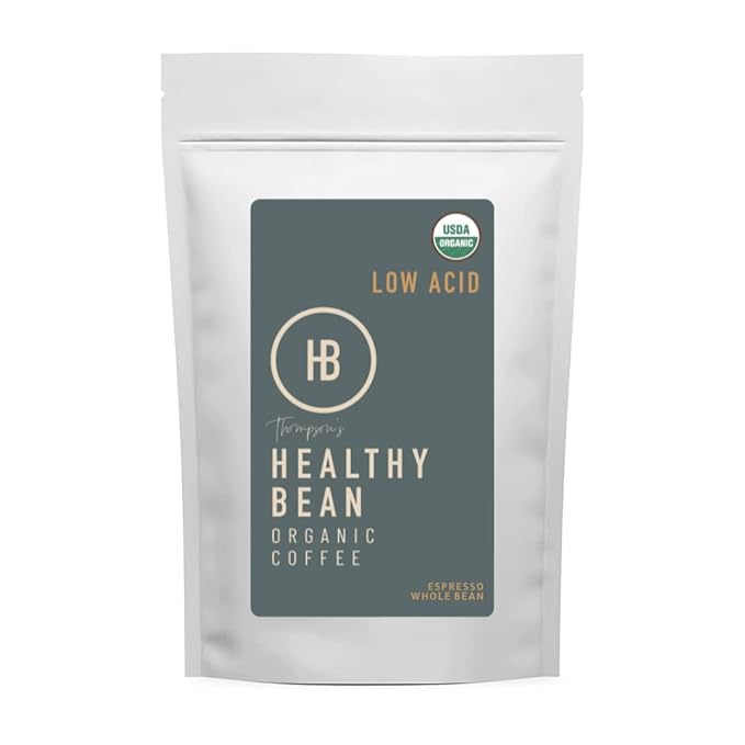 Healthy Bean Espresso Organic Coffee Beans Whole - Low Acid Coffee for Sensitive Stomach Strong and Rich Flavor - USDA Organic Dark Roast Whole Bean 11oz