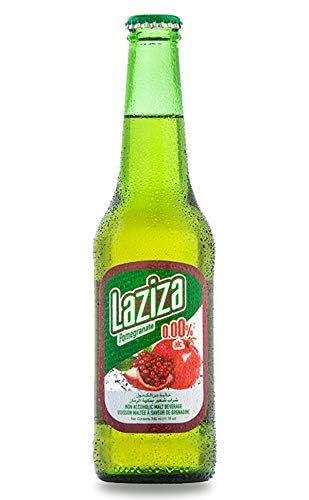 Lazizaa Pomegranate Flavor Malt Beverage  Non Alcoholic  Drink - 2 Pack of 6 Glass Bottles Pack in each 330ML - لذيذة مشروب شعير بدون كحول