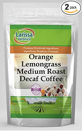 Orange Lemongrass Medium Roast Decaf Coffee (Gourmet Naturally Flavored Whole Coffee Beans) (8 oz ZIN: 560753) - 2 Pack