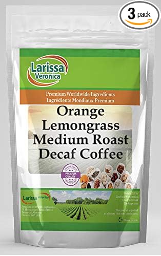 Orange Lemongrass Medium Roast Decaf Coffee (Gourmet Naturally Flavored Whole Coffee Beans) (8 oz ZIN: 560753) - 3 Pack
