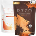 RYZE SUPERFOODS RYZE n Shine Bundle USDA Organic Mushroom Medium Roast Coffee + Probiotic Coffee Creamer with 6 Adaptogenic Mushrooms for Better Energy Focus Digestion Immunity 30 + 30 Servings