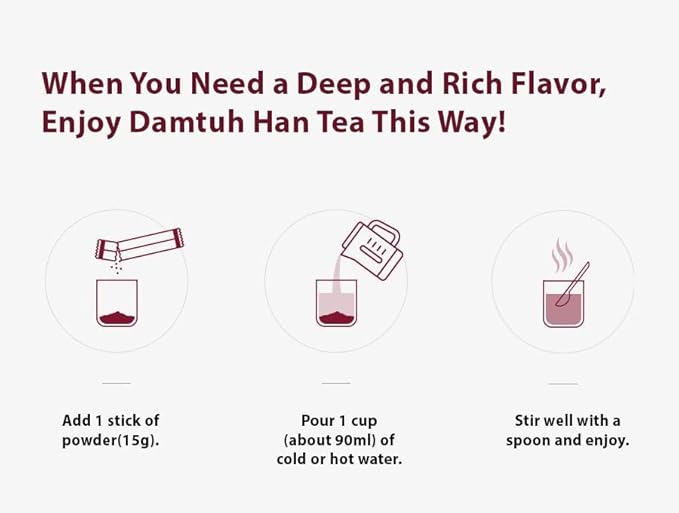 Damtuh Han Cha Korean Traditional Herbal Tea Sweet &amp Spiced Instant Powder Mix with Jujube Ginger &amp Cinnamon 15g x 40 Sticks (600g)