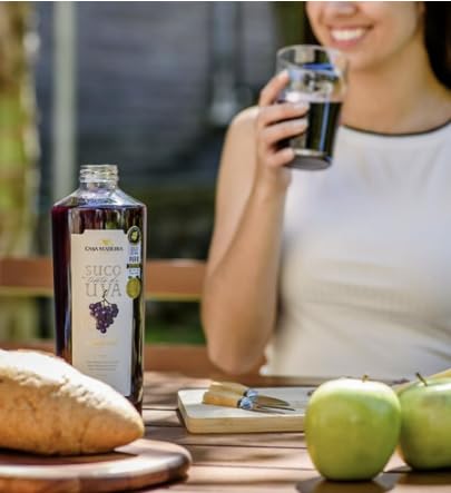 Suco Tinto de Uva Casa Madeira 1L | Pack of 3x1L | 100% Brazilian Grape Juice + Silicone Bracelet Souvenir | Brazil in Texas