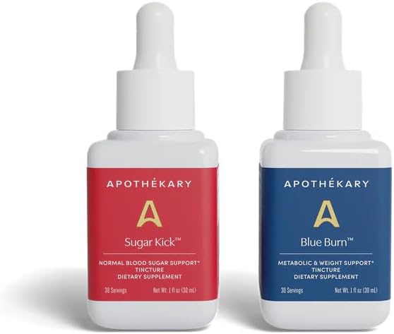 Apothékary Metabolic Duo Herbal Supplement Liquid Drops Contains Blue Burn and Energy Support Formula 60 Servings Total