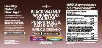 Black Walnut Wormwood Cleanse Drops - Liquid Soursop Garlic Pumpkin Seed PAU D'Arco Oil of Oregano Turmeric Berberine Neem Extract Hull Bark Tincture - 2oz