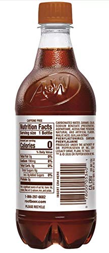 A&ampW Zero Root Beer 20 Fl Oz Bottles (Pack of 16 Total of 320 Fl Oz)