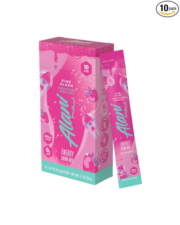 Alani Energy Drinks Mix Variety Pack (Pack of 10) | Pink Slush Flavor | Sugar-Free Low-Calorie Energy Boost Drink | Product delivered exactly as depicted in the images