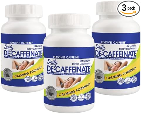 Daily De-Caffeinate: Advanced Caffeine Eliminator Supplement – Natural Acting Non-Addictive Formula That Supports Relaxation and Deep Restful Sleep (Pack of 3)