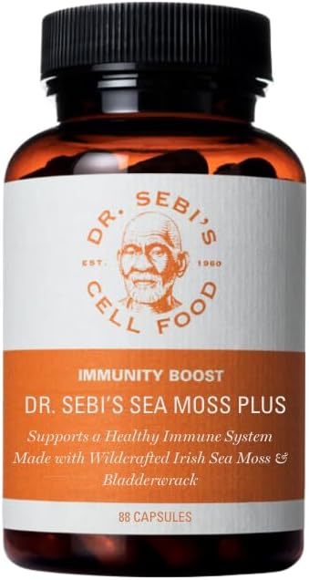 Dr. Sebi's Sea Moss Capsules with Bladderwrack – 1 Month Supply (88 Count)