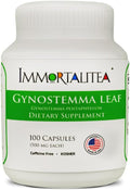 Immortalitea Gynostemma Capsules (Jiaogulan) - Whole Leaf Full Spectrum - Natural Adaptogen &amp AMPK Activator Supplement - Veggie Capsules - 100 Count 500mg