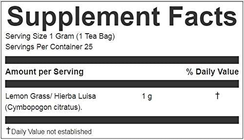 Hanan Peruvian Secrets Hierba Luisa Te Limon | 100% Natural Lemon Grass | 25 Tea Bags | Naturally Aids in Relieving Occasional Stress Tension | Promotes Healthy Sleep and Digestion - 6 Pack