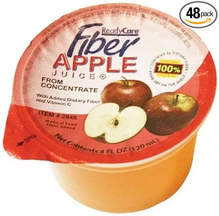 Lyons ReadyCare 100% Apple Juice with Fiber for Digestive Health - 4 fl oz Cups (48 Pack)