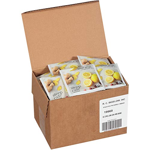 Bigelow Tea Steep Cafe Organic Herbal Tea Lemon Ginger 50 Bags/carton