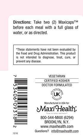 Maxi Health Fibermax Supreme – Fiber Capsules for Gentle Digestive and Gut Support – Vegetarian Psyllium Husk Capsules – Kosher Fiber Supplement for Men and Women (180 Count)
