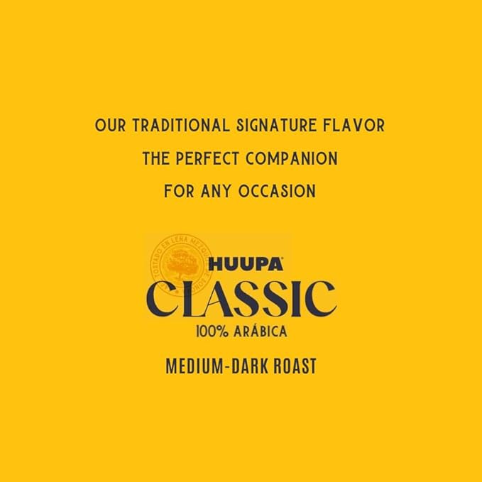 HUUPA Classic Wood-Fired Roasted Coffee 100% Organic Arabica Beans Medium-Dark Roast Whole Bean Classic 16 oz
