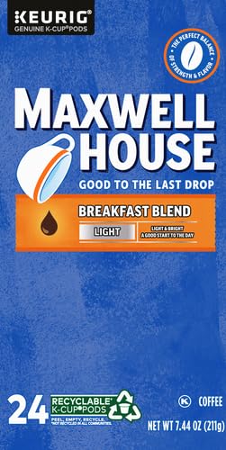 Maxwell House Breakfast Blend Light Roast K-Cup® Coffee Pods. Box(Pack of 48)