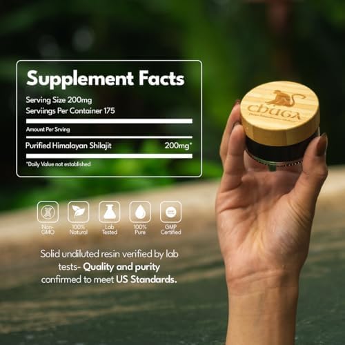 Chuga Pure Himalayan Shilajit for Men &amp Women | Organic Shilajit Harvested 16000 Feet | Lab Tested in USA 74+ Fulvic Acid Grade A Immune Booster Shilajit Resin 35 Grams 175 Servings (Pack of