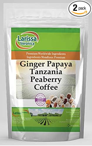 Ginger Papaya Tanzania Peaberry Coffee (Gourmet Naturally Flavored Whole Coffee Beans) (16 oz ZIN: 565458) - 2 Pack