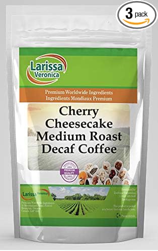 Cherry Cheesecake Medium Roast Decaf Coffee (Gourmet Naturally Flavored Whole Coffee Beans) (8 oz ZIN: 564237) - 3 Pack