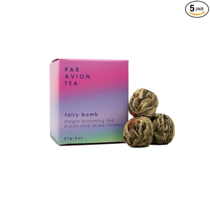 Blooming Flower Fairy Bomb Tea - Magic Blooming Tea Bursts Into Flowers - 5 Fairy Bombs Per Artisan Tin - 2 oz
