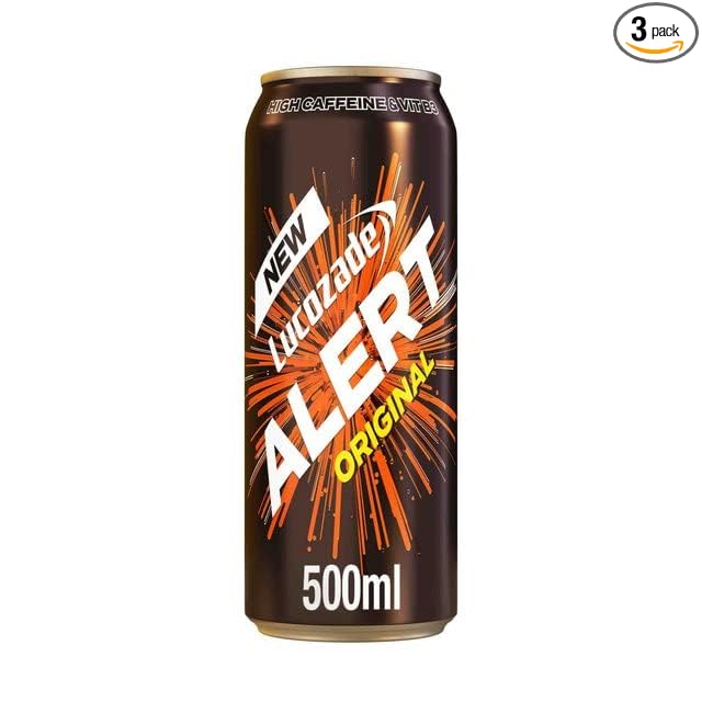 Lucozade Alert Original Energy drink 3x500ml with caffeine and vitamin B3