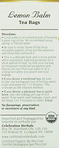 Celebration Herbals Lemon Balm Tea Bags 24 Count (Pack of 3)