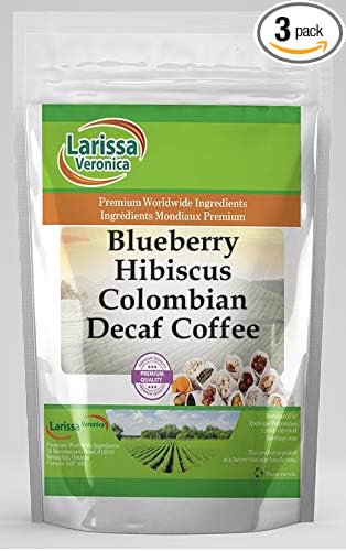 Blueberry Hibiscus Colombian Decaf Coffee (Gourmet Naturally Flavored Whole Coffee Beans) (16 oz ZIN: 562375) - 3 Pack