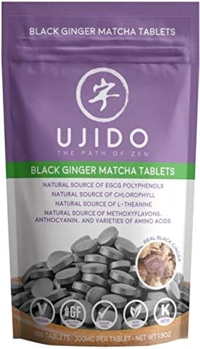 Ujido Black Ginger Matcha Tablets 180 Tablets – Japanese Matcha Powder – Thai Black Ginger – Hand-Picked Green Tea Leaf Powder – Antioxidant Superfood – Natural Caffeine Chlorophyll &amp EGCG
