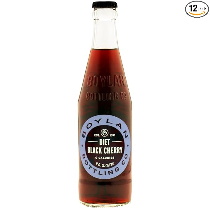 Boylan Bottling Craft Diet Black Cherry Soda 12oz Glass Bottle (12 Pack Diet Black Cherry)