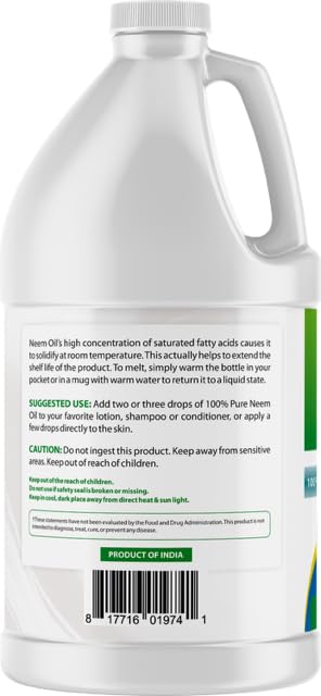 Best Naturals 100% Pure Neem Oil 100% Cold Pressed and Unrefined - 68 OZ (2000 ML)