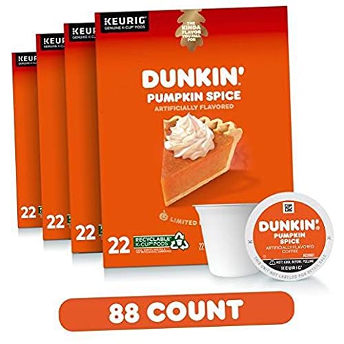 Dunkin' Donuts Coffee Pumpkin Spice Flavored Coffee K Cup Pods for Keurig Coffee Makers 88 Count