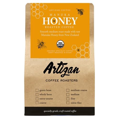 Artizan Coffee USDA Organic Ground Coffee | Manuka Honey Coffee RX Fusion | Medium-Dark Roast | Medium Grind for Drip | 10 oz | Roasted in South Florida