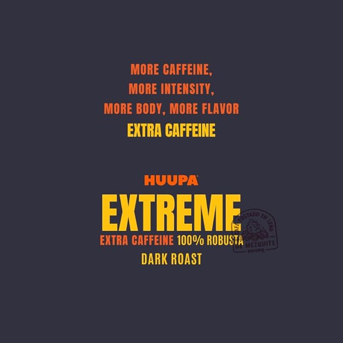 HUUPA Extreme Wood-Fired Roasted Coffee Organic Chiapas Coffee Dark Roast High Caffeine Full-Bodied Ground Extreme 16 oz