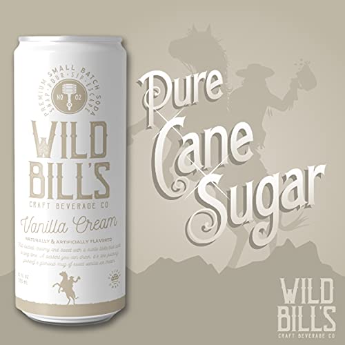 Wild Bill's Craft Soda Soft Drinks Cream Variety Pack Vanilla &amp Orange Cream Strawberry Root Beer Pure Cane Sugar Caffeine Free NO High Fructose Corn Syrup Gluten Free 12 Pack