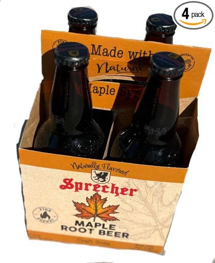 Maple Root Beer Soda Fire Brewed Craft Soda Naturally Flavored 4 Glass Bottles 64 oz
