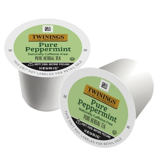 Twinings Pure Peppermint Tea Single Serve K-Cup Pods for Keurig Naturally Caffeine Free Made with 100% Pure Peppermint 24 Count (Pack of 4)