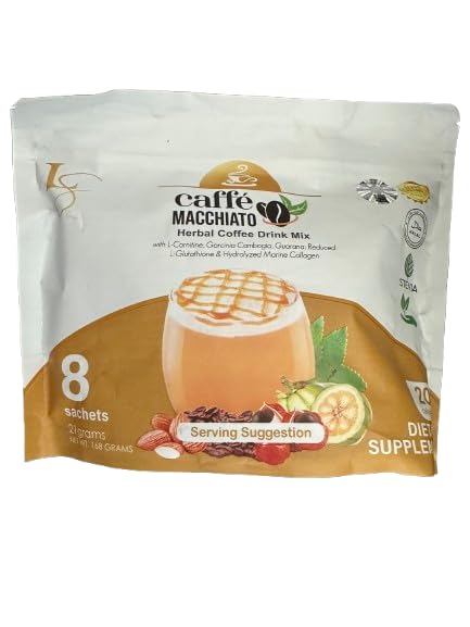 Luxe Slim Caffe Macchiato Coffee Drink Mix With L-Glutathione &amp Collagen 8 Sachets x 21g