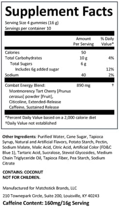 Energy Focus Recovery Gummies - Blue Raspberry + Watermelon Flavors - Caffeine