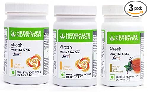 HERBALIFE Afresh Energy Drink Ginger (2PC) and Tulsi (1PC) Flavour Energy Drink (3x50 g Ginger Tulsi Flavored)