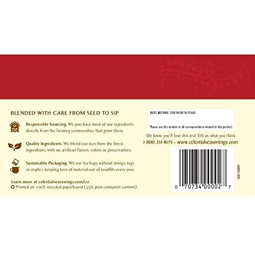 Celestial Seasonings Hibiscus Tea Red Zinger Herbal Tea Caffeine Free 20 Tea Bags (Pack of 6)