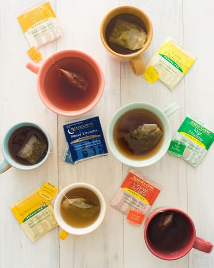 Bigelow Tea Caffeine Free 6 Flavor Herbal TeaVariety Pack DecafTea with Mint Medley Cozy Chamomile Orange and Spice Sweet Dreams Perfect Peach and Lemon Ginger 118 Count (Pack of 12)