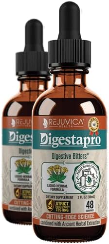 Rejuvica Health DigestaPro - Advanced Digestive Bitters Supplement - Liquid Delivery for Better Absorption - Gentian Artichoke Burdock Chanca Piedra Ginger &amp More!