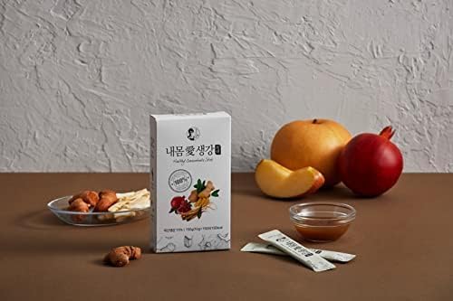 Korean Ginger Extract with Pear Pomegranate Liquid Syrup Juice 300g (10g x 30 EA) Refreshing Ginger Liquid Extract for Tea Latte Seasoning