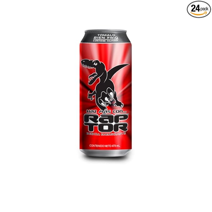 Raptor Energy Drink with Sparkling Fruit Punch Flavor Beverage 16 Oz (24 Pack)