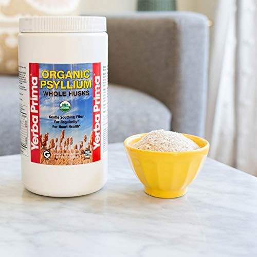 Yerba Prima Organic Psyllium Whole Husks 12 Ounce Fiber Supplement Non GMO Certified Organic
